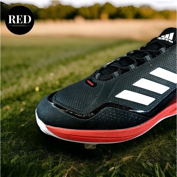 Adidas Icon 7 S23858 Black Red Metal Baseball Cleats Sneakers - Men's Size 16 - Picture 10 of 14